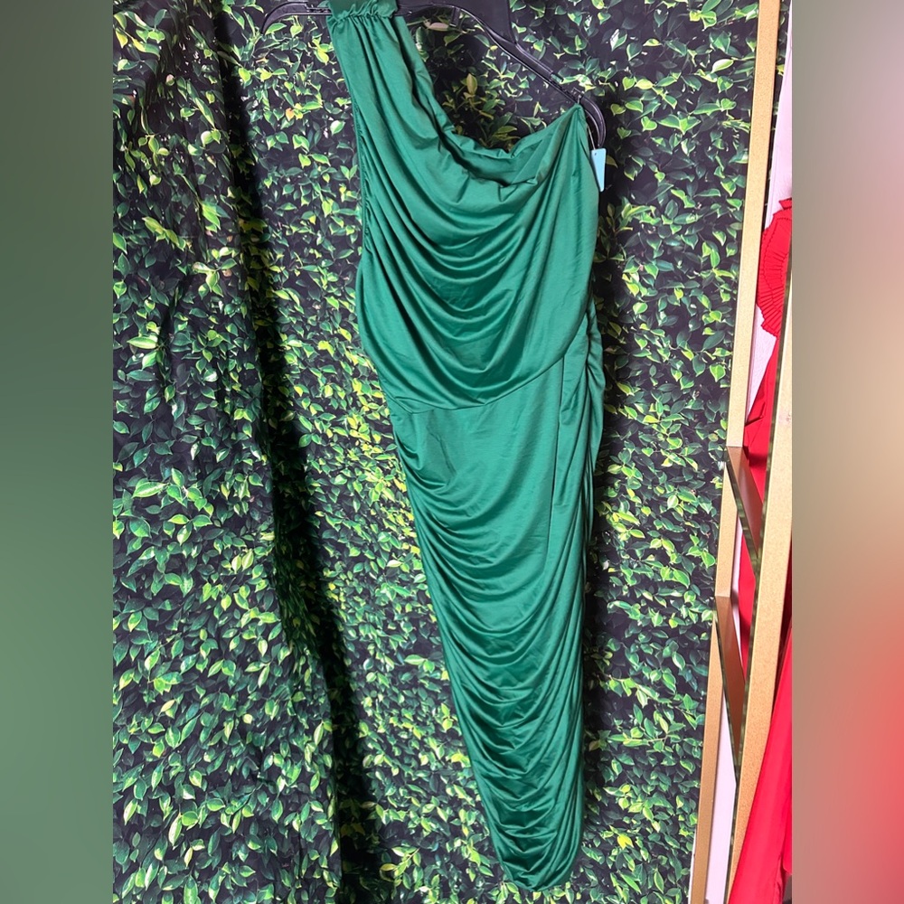 Green one shoulder dress